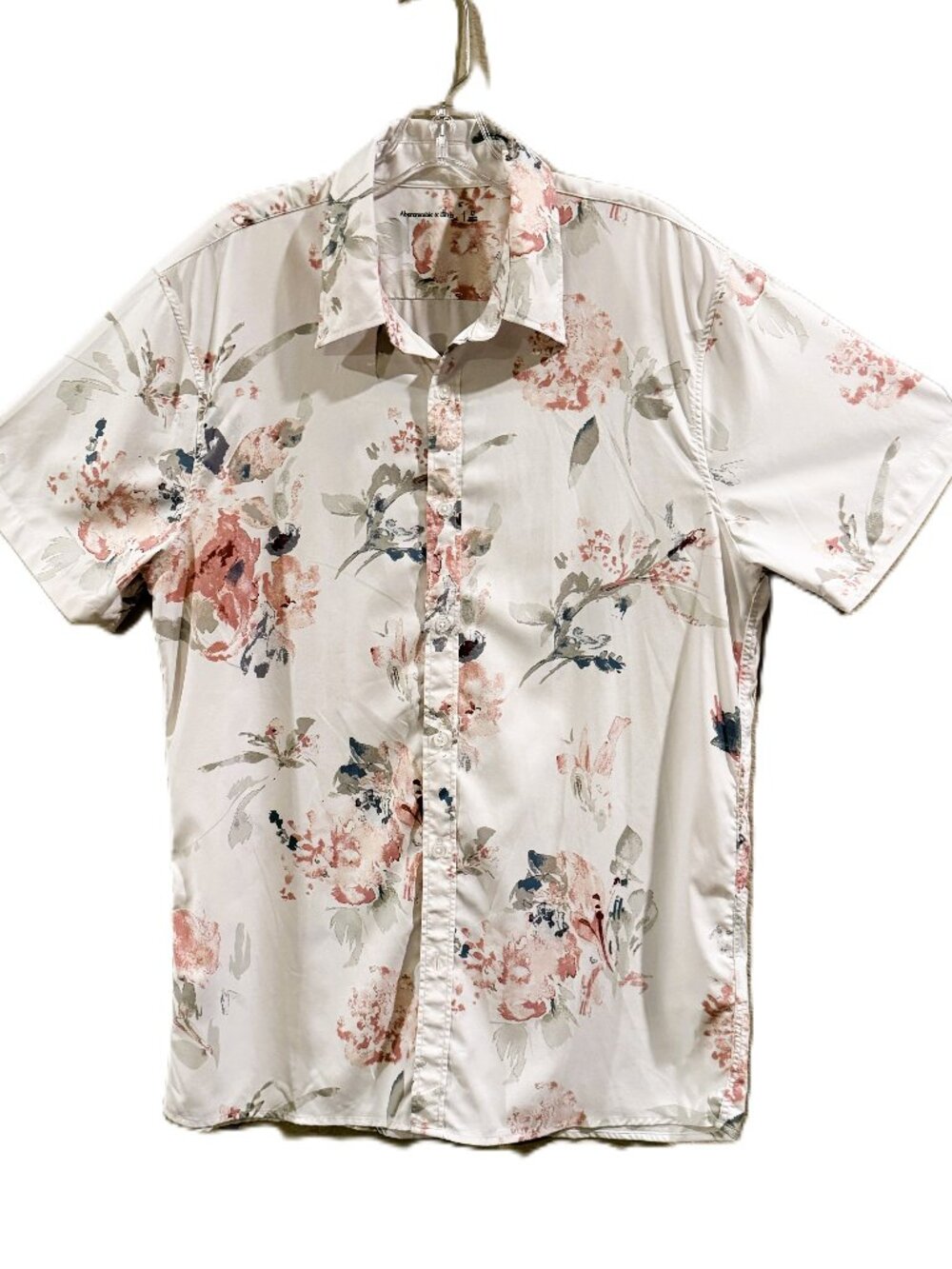 Ambercrombie & Fitch Floral Pastel Print Mens Collard Short Sleeve Shirt Size L
